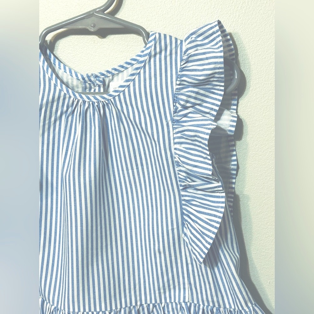 Zara Girls Striped Blue and White Ruffle Blouse in Size 3T - Picture 3 of 6
